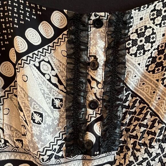 90s vintage cap sleeve patchwork chiffon midi dress - Picture 3 of 12